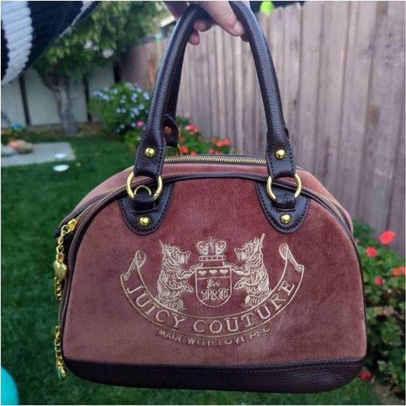 Juicy Couture Handbags - Juicy Couture Y2K Scottie Dogs Pet Carrier Bowler Velour Satchel
